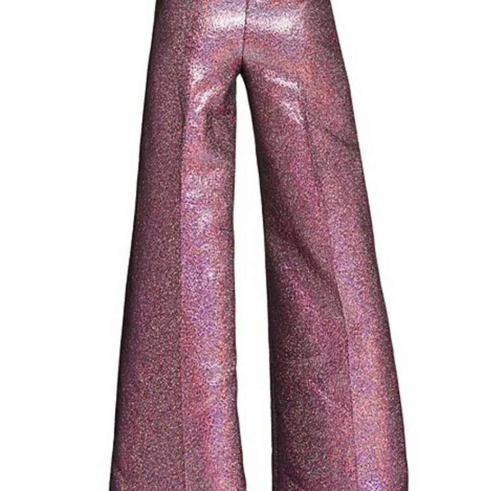NWT ANTONIO MELANI Metallic Pink Wide-Leg Pants 6 - Picture 2 of 14
